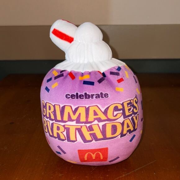 McDonald's Other - McDonald's Grimace's Birthday Plush - Purple and White